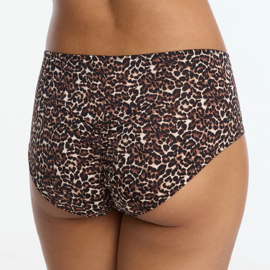 Leopard print underwear on a plain background