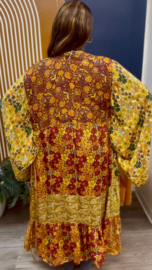 SILK BOHO KIMONO ROBE- GOLDEN HOUR