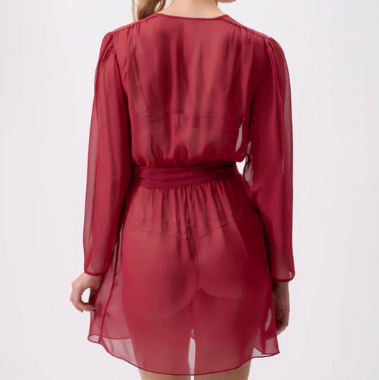 Red robe with long sleeves on a white background