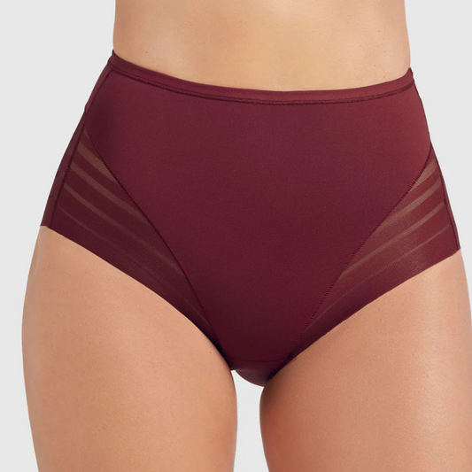 LACE STRIPE UNDETECTABLE SHAPER PANTY (RED WINE)