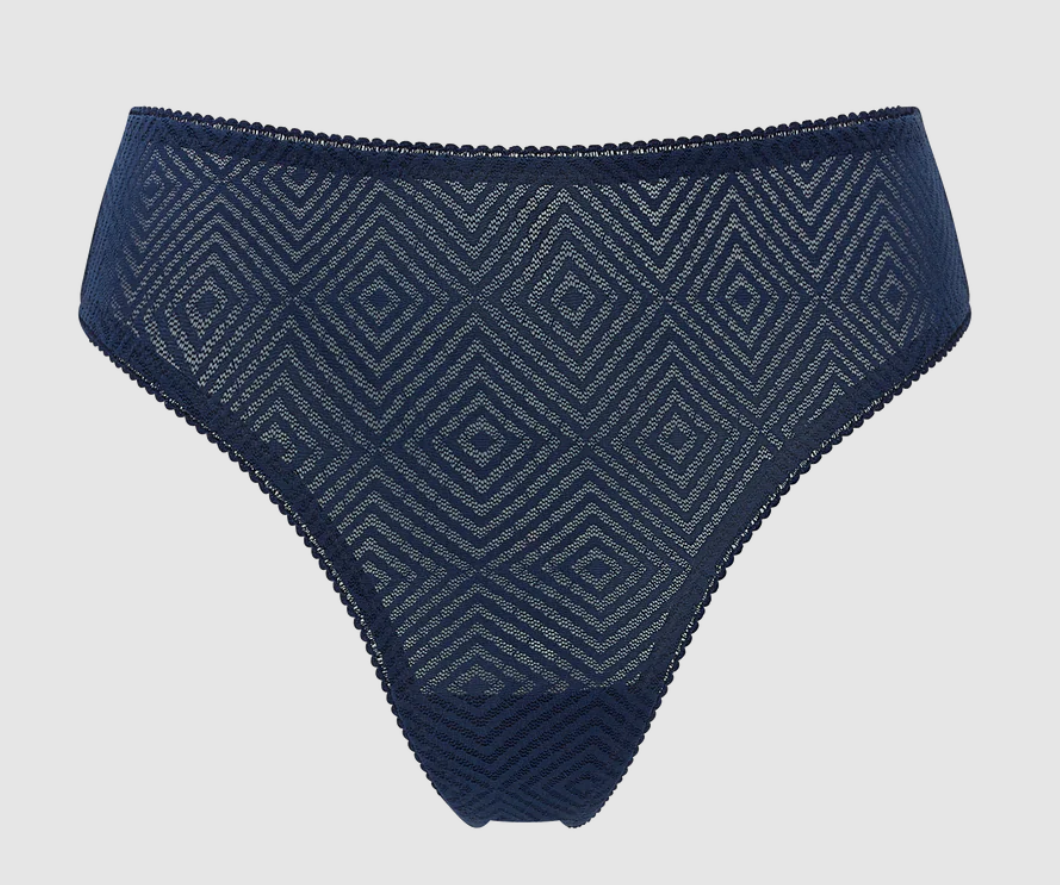 SHEER HIGH LEG PANTY DECO NAVY