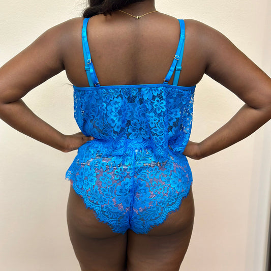 CROP CAMI & PANTY SET HAWIIAN BLUE