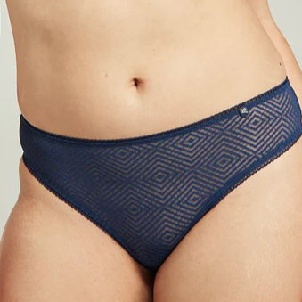 SHEER HIGH LEG PANTY DECO NAVY
