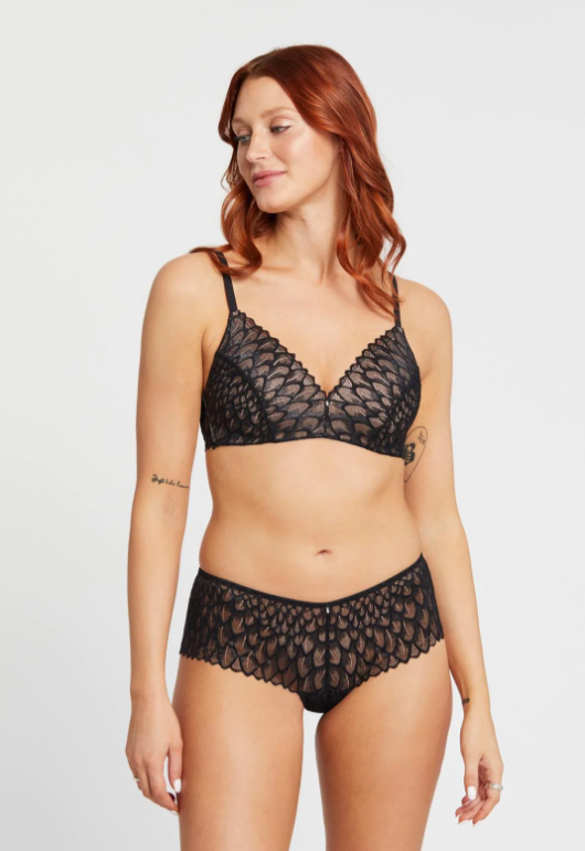 LACY WIRE-FREE BRA BLACK