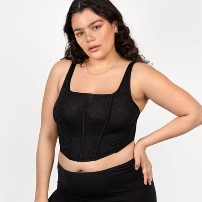 NO SHOW LACE CORSET TOP BLACK