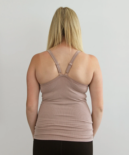 MARSHMALLOW NURSING TANK- MOCHA --- BUSTY (F-H)