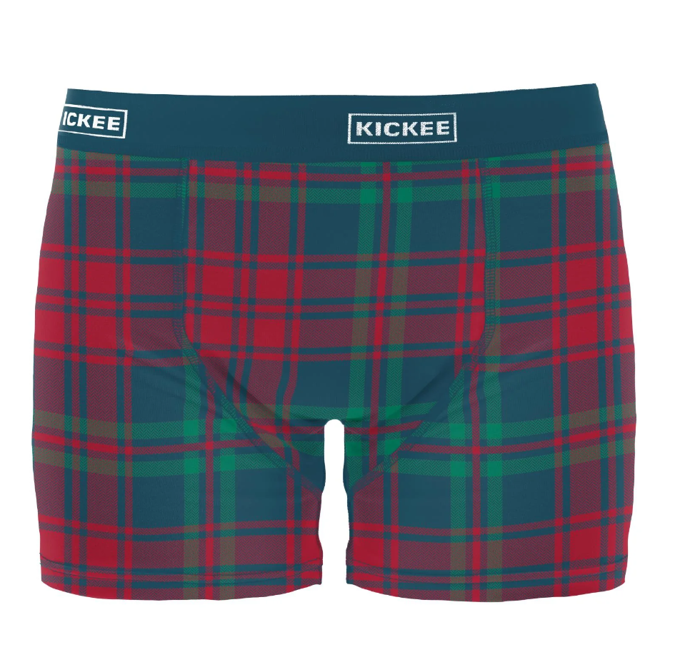 UNISEX BREATHABLE BOXER BRIEFS PEACOCK PLAID