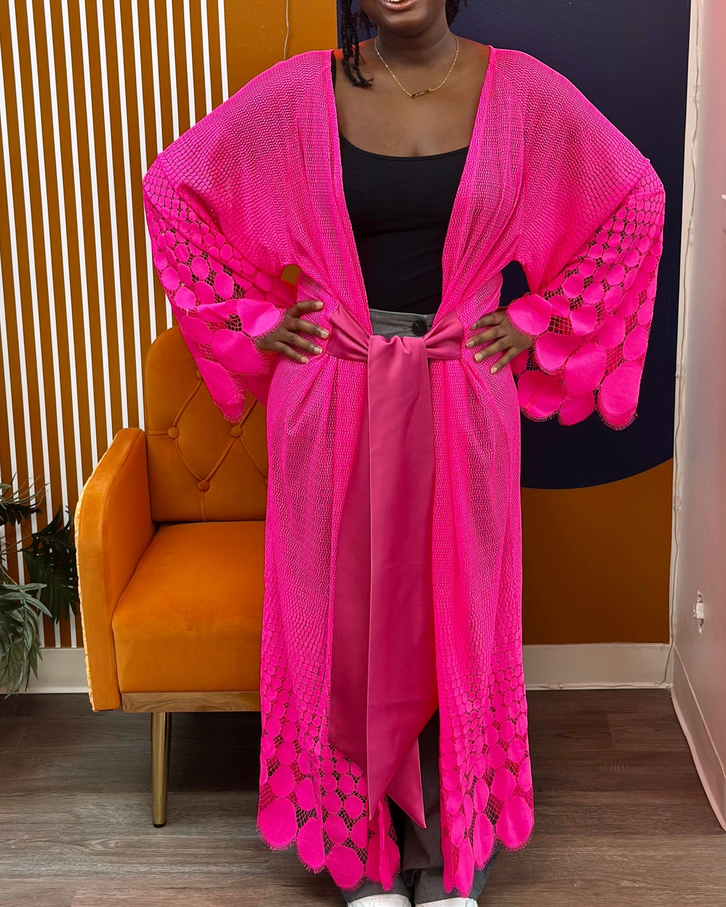 SHEER RESORT ROBE FUCHSIA