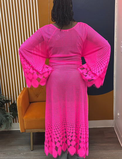 SHEER RESORT ROBE FUCHSIA