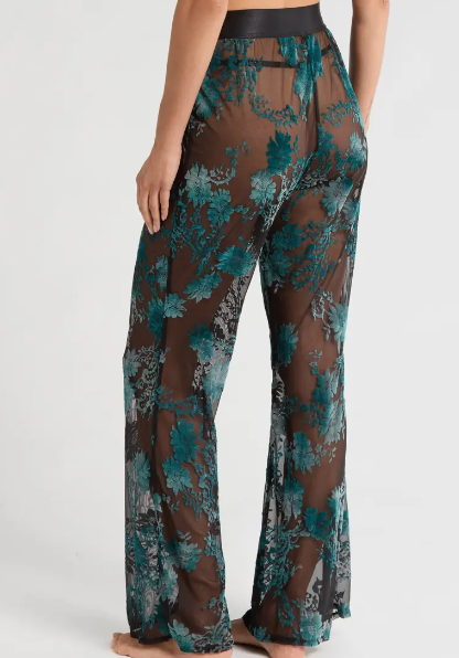 BURNOUT MESH FLARE PANTS EMERALD