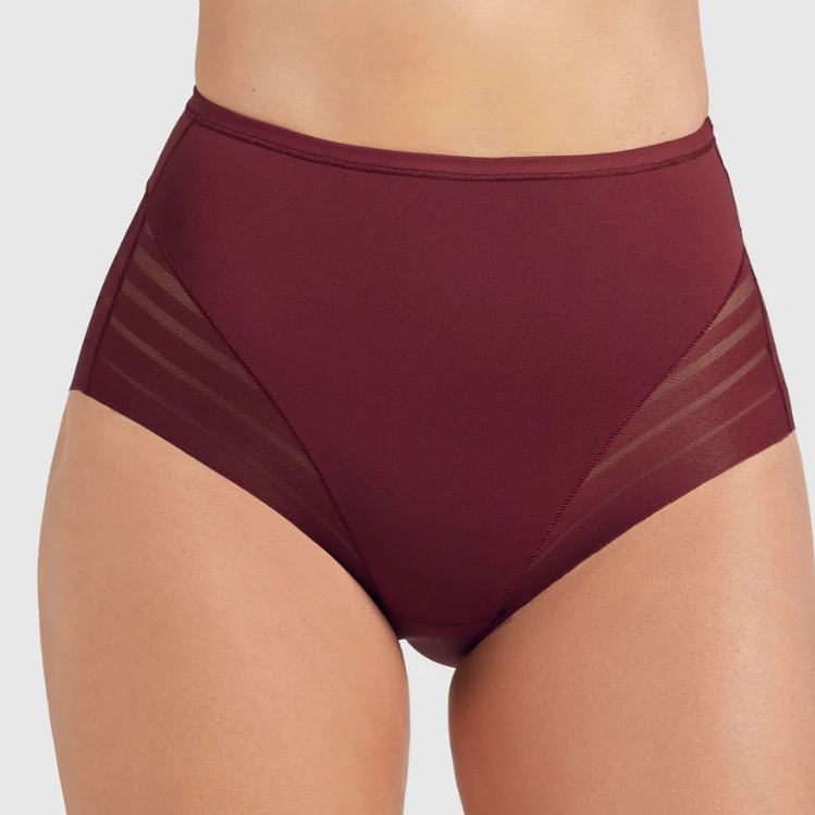 LACE STRIPE UNDETECTABLE SHAPER PANTY (RED WINE)