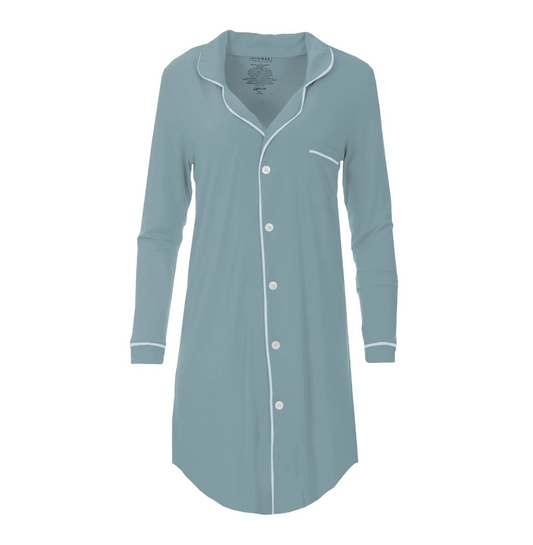 LS SLEEPSHIRT W/BUTTONS STORMY SEA