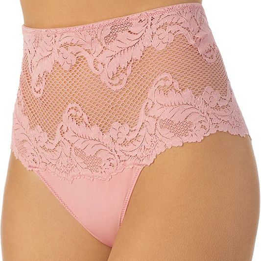 ALLURE LACE HIGH WAIST THONG ROSE BUD