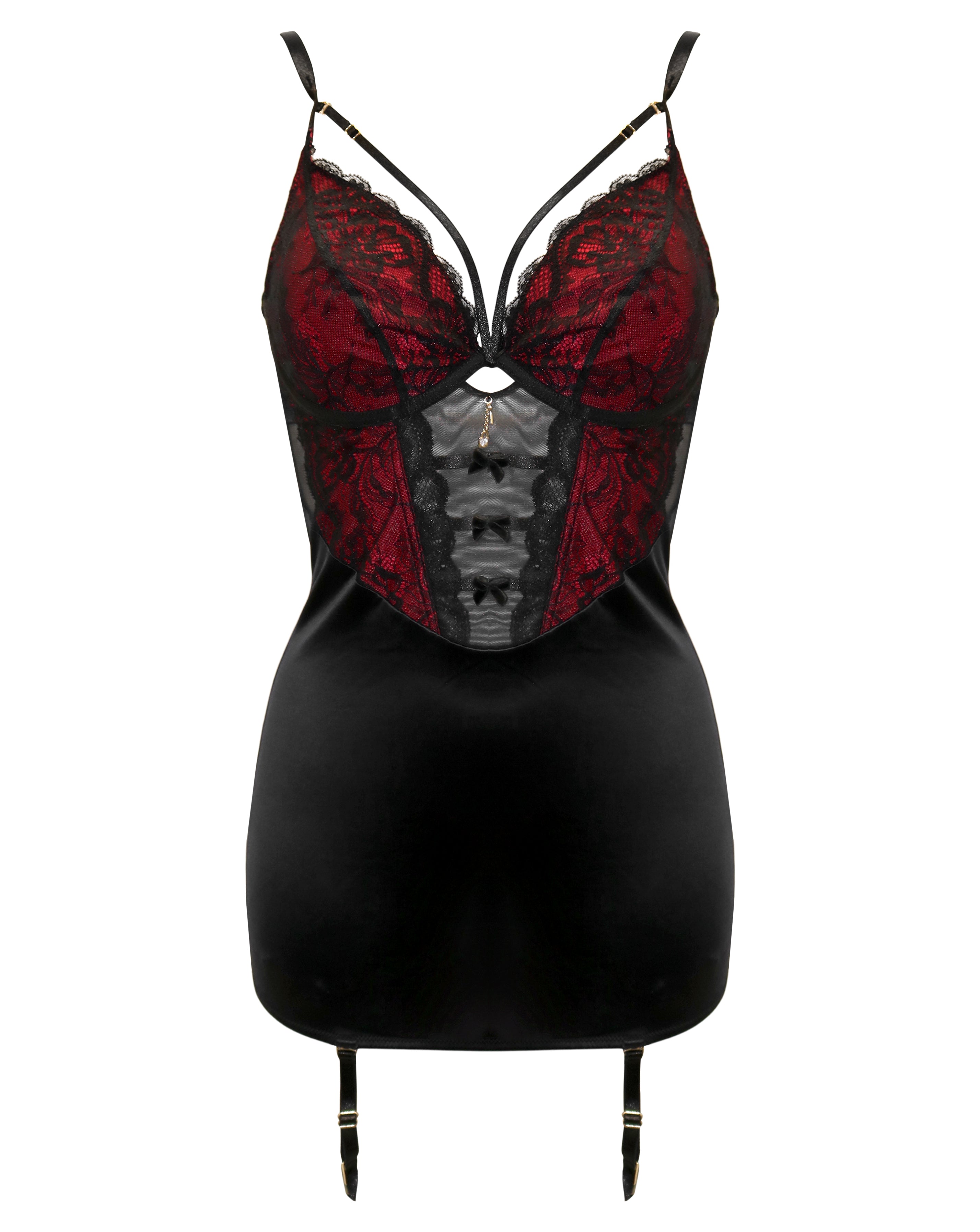 DESIRE SUSPENDER DRESS BLACK RED Bella Bra Shop