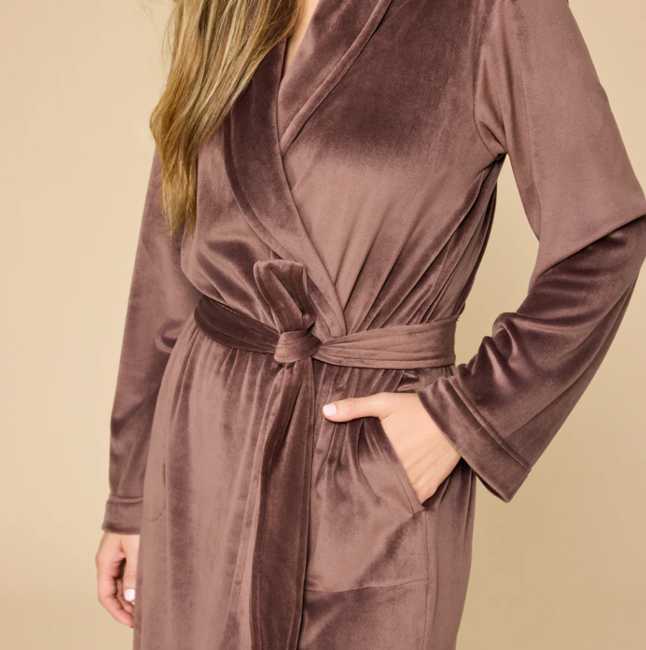 SERENITY MINK WRAP ROBE ESPRESSO
