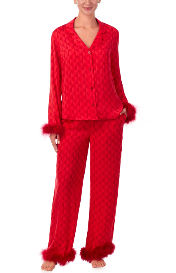 RED HEARTS FEATHER PJS