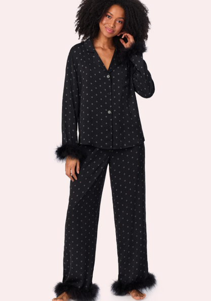 FEATHER DOT PJS BLACK