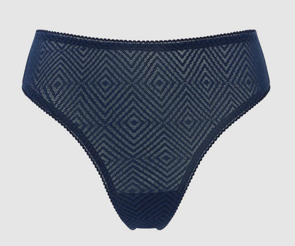 SHEER HIGH LEG PANTY DECO NAVY