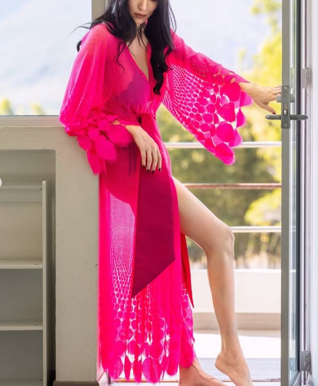 SHEER RESORT ROBE FUCHSIA