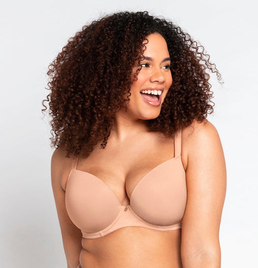 Women's Curvy Couture 1010 Cotton Luxe Wire Free Bralette (Natural 42C)
