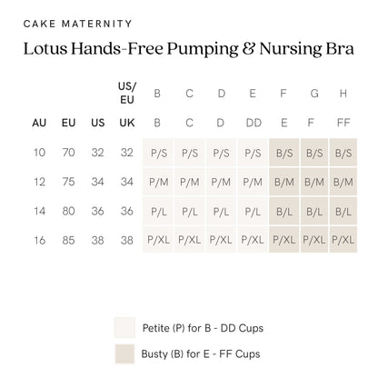 CAKE MATERNITY LOTUS PUMP/NURSING BRA "PETITE"