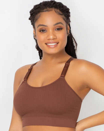 SMOOTH COMFORT WIRELESS LONGLINE BRA CHOCOLATE