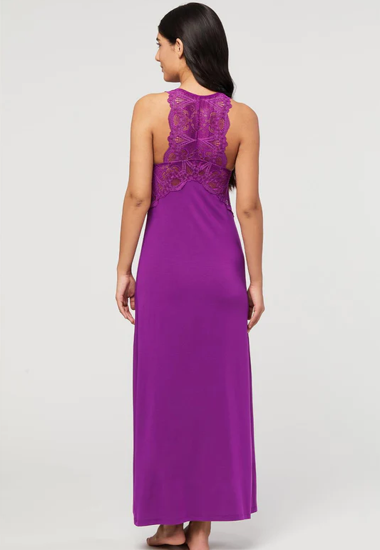 LACE T-BACK LONG GOWN DARK ORCHID 633