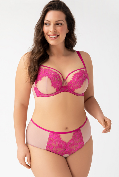 MALIKA BALCONETTE BEIGE & FUSCHIA